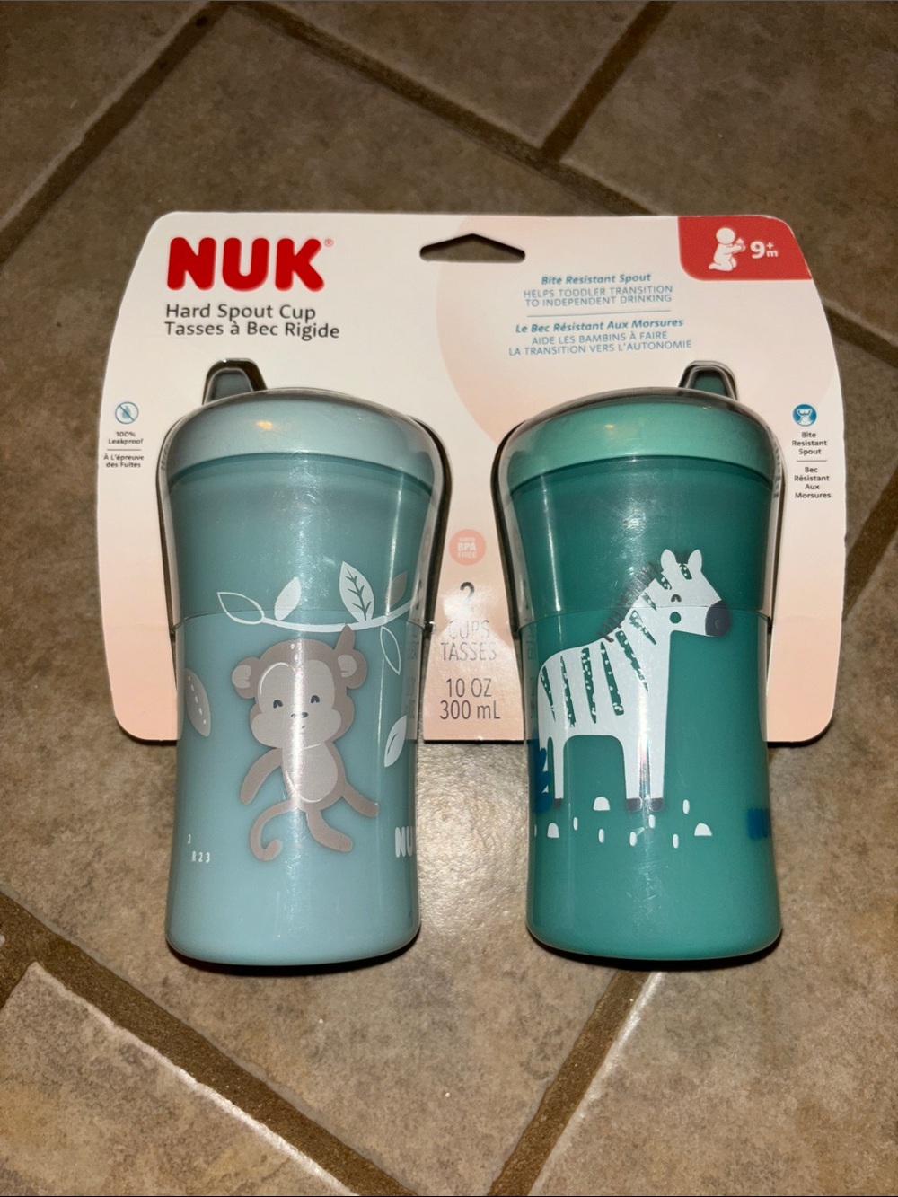 NUK Kids Hard Spout Cup Set - Light Teal & Teal Animals